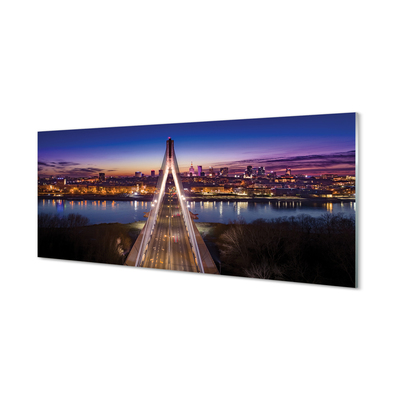 Skleněný panel Warsaw panorama říční most