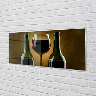 Skleněný panel 2 láhve sklenice na víno