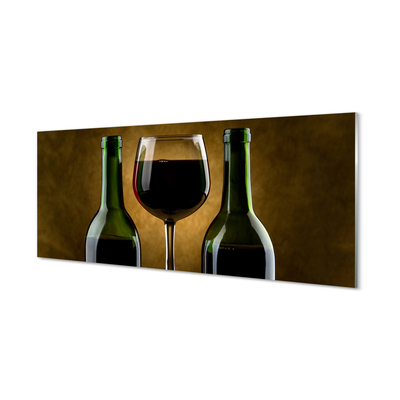Skleněný panel 2 láhve sklenice na víno
