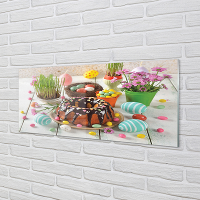 Skleněný panel Vajíčko dort květiny