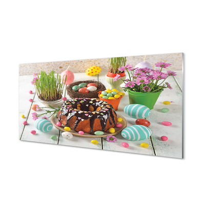 Skleněný panel Vajíčko dort květiny