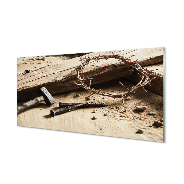 Skleněný panel Kříže pro trny kladivo