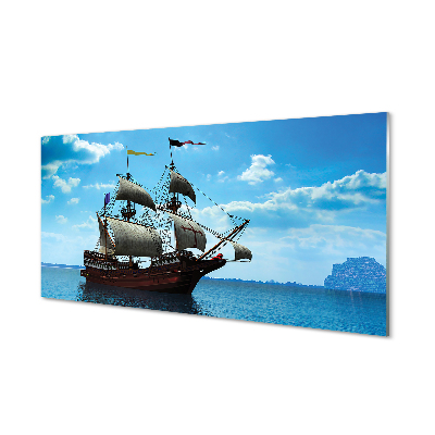 Skleněný panel Loď oblohy zataženo mořská