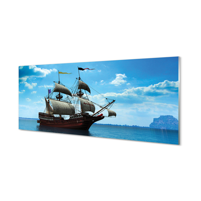 Skleněný panel Loď oblohy zataženo mořská