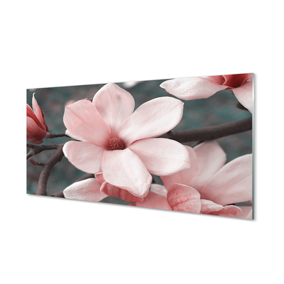 Skleněný panel růžové květy