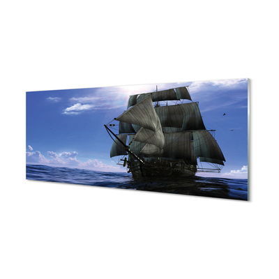 Skleněný panel Mořská oblačnosti loď