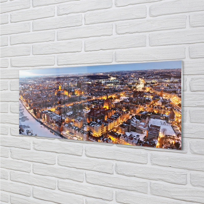 Skleněný panel Gdańsk Winter panorama řeka