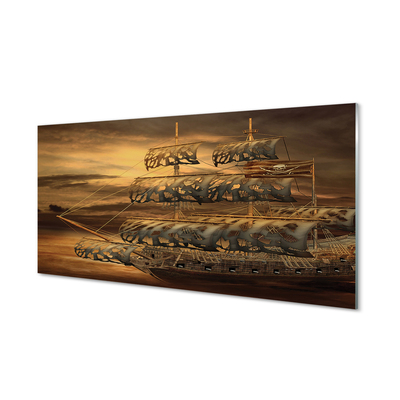 Skleněný panel mořská loď mraky