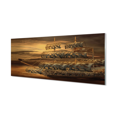 Skleněný panel mořská loď mraky