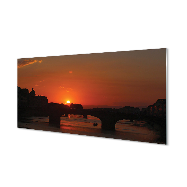 Skleněný panel Itálie řeka západu slunce