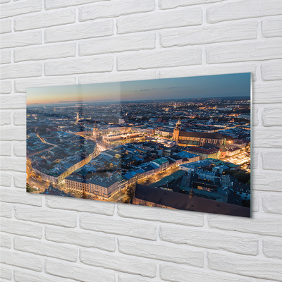 Skleněný panel Krakov noční panorama