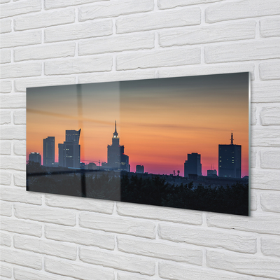 Skleněný panel Sunset panorama Varšavy