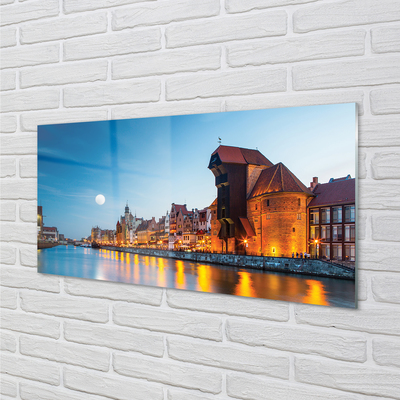 Skleněný panel Řeka noc Gdańsk Staré Město
