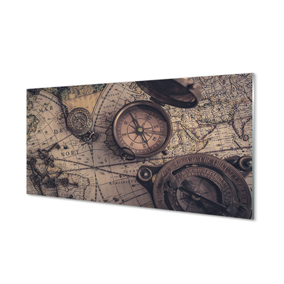 Skleněný panel kompas mapa