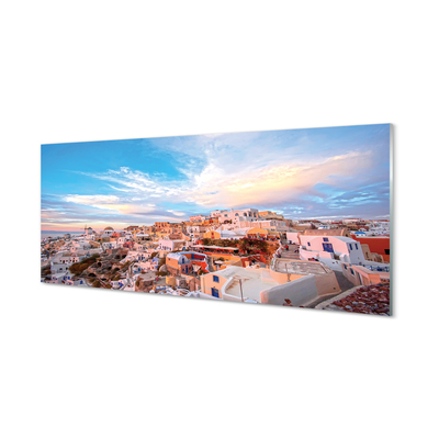 Skleněný panel Řecko panorama města západu slunce