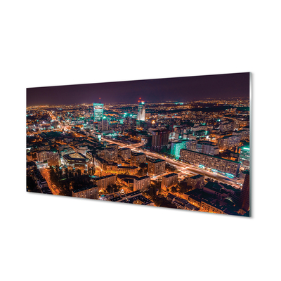 Skleněný panel Varšava Město noční panorama