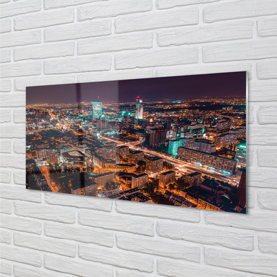 Skleněný panel Varšava Město noční panorama