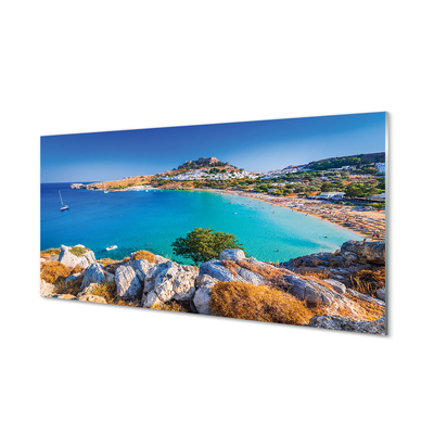 Skleněný panel Řecko pobřeží beach panorama