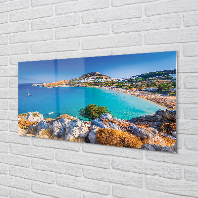 Skleněný panel Řecko pobřeží beach panorama