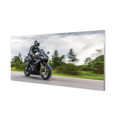 Skleněný panel Motocykl silnice mraky nebe