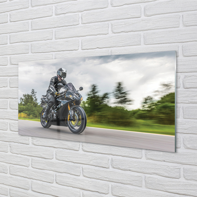 Skleněný panel Motocykl silnice mraky nebe