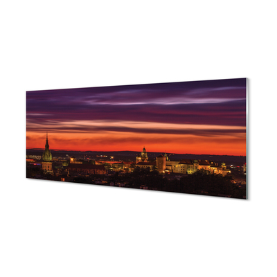 Skleněný panel Krakov noční panorama