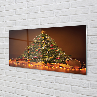 Skleněný panel Vánoční osvětlení dekorace dárky