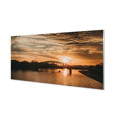 Skleněný panel Krakow river bridge sunset