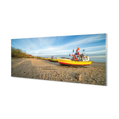 Skleněný panel Gdańsk Beach lodě sea