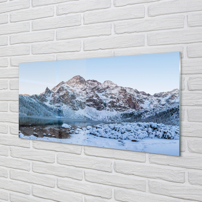 Skleněný panel Horské zimní jezero