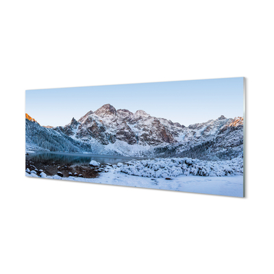Skleněný panel Horské zimní jezero