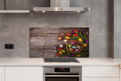 Skleněný panel Vajíčka tulipány desky