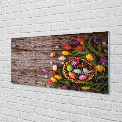 Skleněný panel Vajíčka tulipány desky