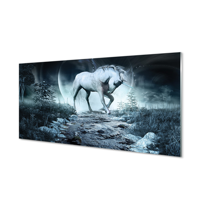 Skleněný panel Forest Unicorn moon