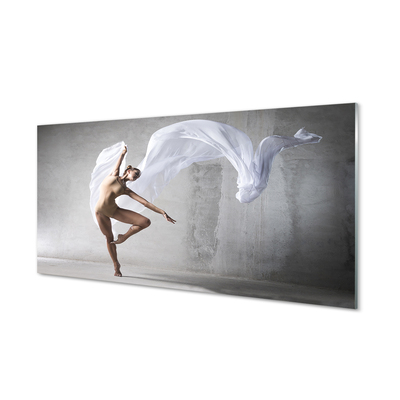 Skleněný panel Žena tančí bílý materiál