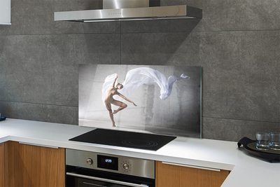 Skleněný panel Žena tančí bílý materiál