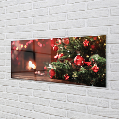 Skleněný panel Vánoční strom ozdoby světla dárky