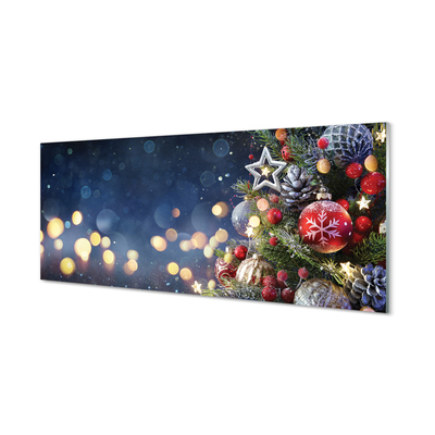 Skleněný panel Vánoční strom dekorace sníh