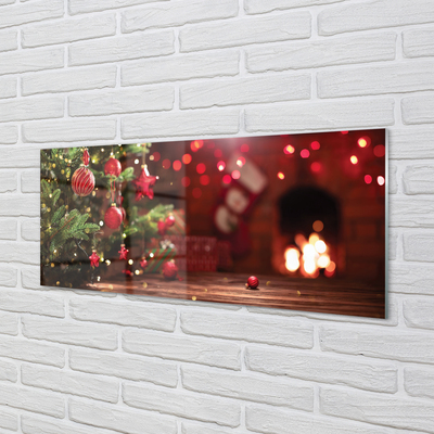 Skleněný panel Ozdoby vánoční strom dárky