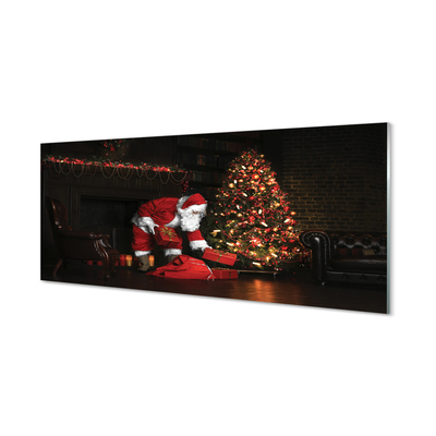 Skleněný panel Ozdoby na vánoční stromeček dárky Claus
