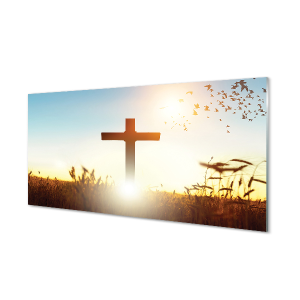 Skleněný panel Kříž pole Slunce