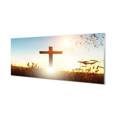 Skleněný panel Kříž pole Slunce