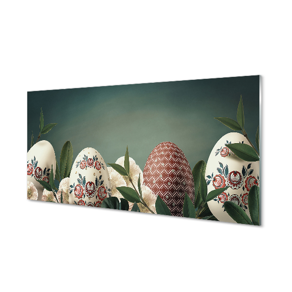 Skleněný panel Listy vejcem květiny