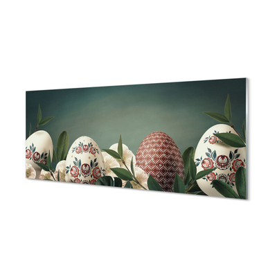 Skleněný panel Listy vejcem květiny
