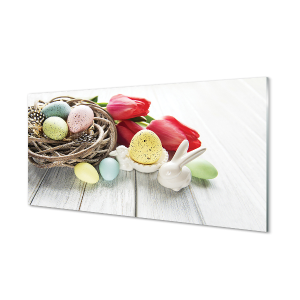 Skleněný panel vejce tulipány