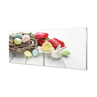 Skleněný panel vejce tulipány