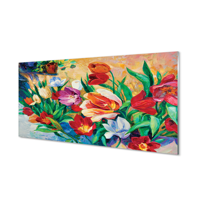 Skleněný panel květiny