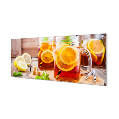 Skleněný panel Ice Tea citrusové brčka