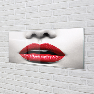 Skleněný panel Červené rty nos žena