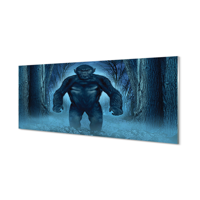 Skleněný panel Gorila lesní stromy